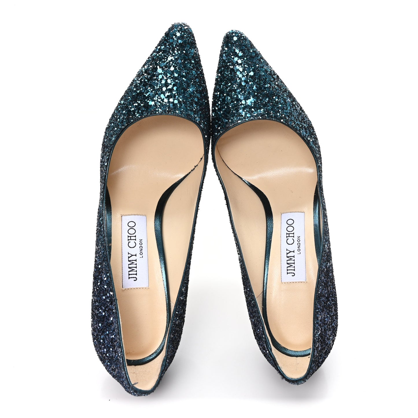 Coarse Glitter Degrade Pointy Toe Romy 100 Pumps 37.5 Peacock Navy