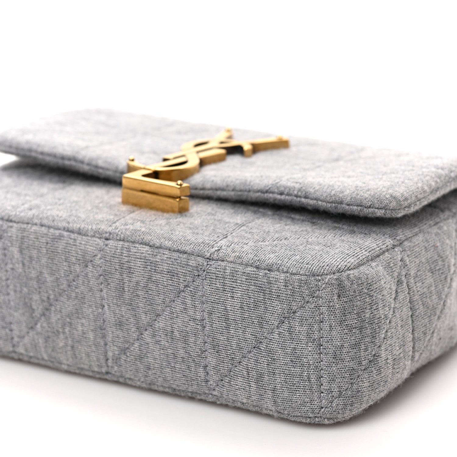 Saint Laurent Jersey Wool Patchwork Monogram Mini Jamie Baguette Grigio 8 of 8