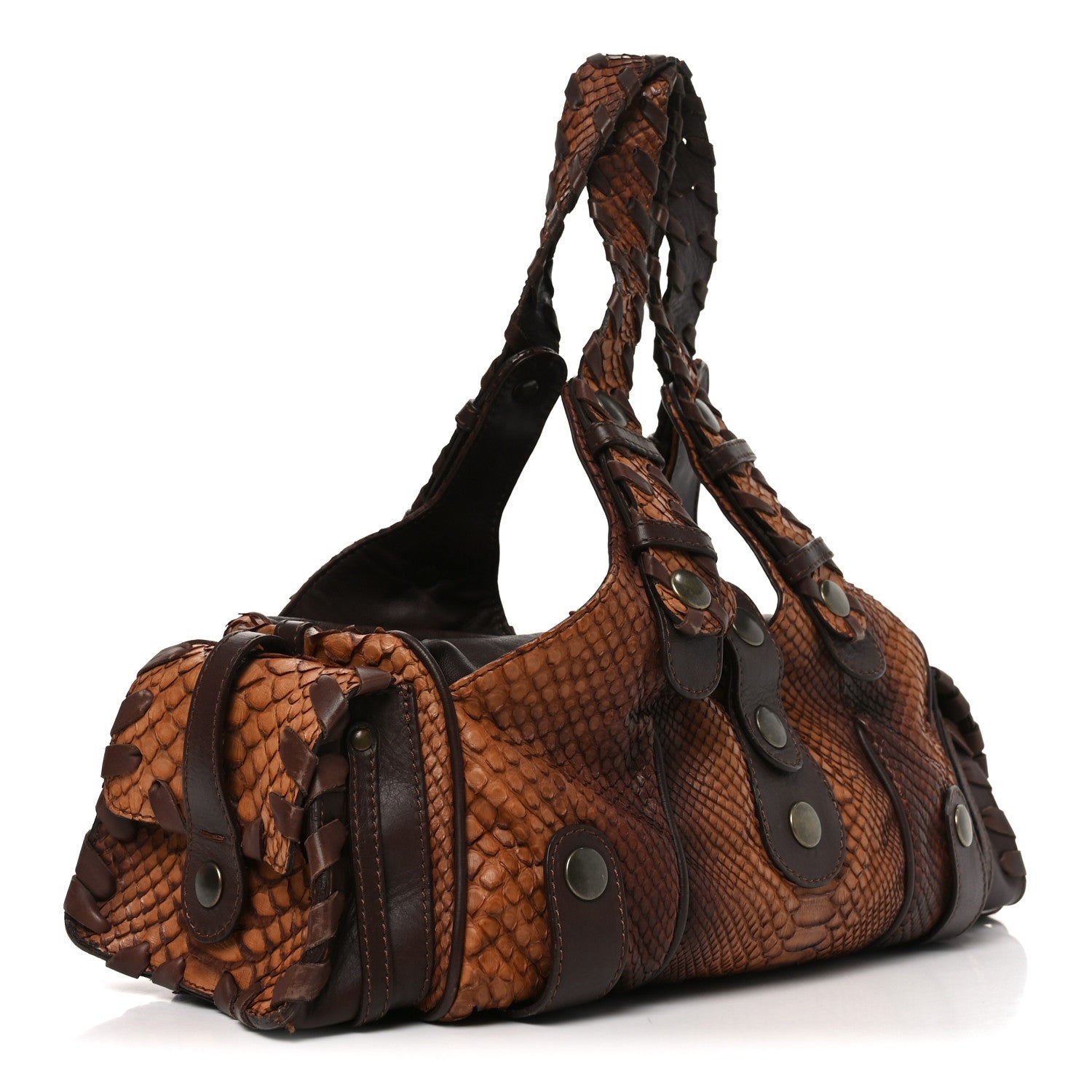 Chloe Snakeskin Silverado Shoulder Bag Brown 3 of 10