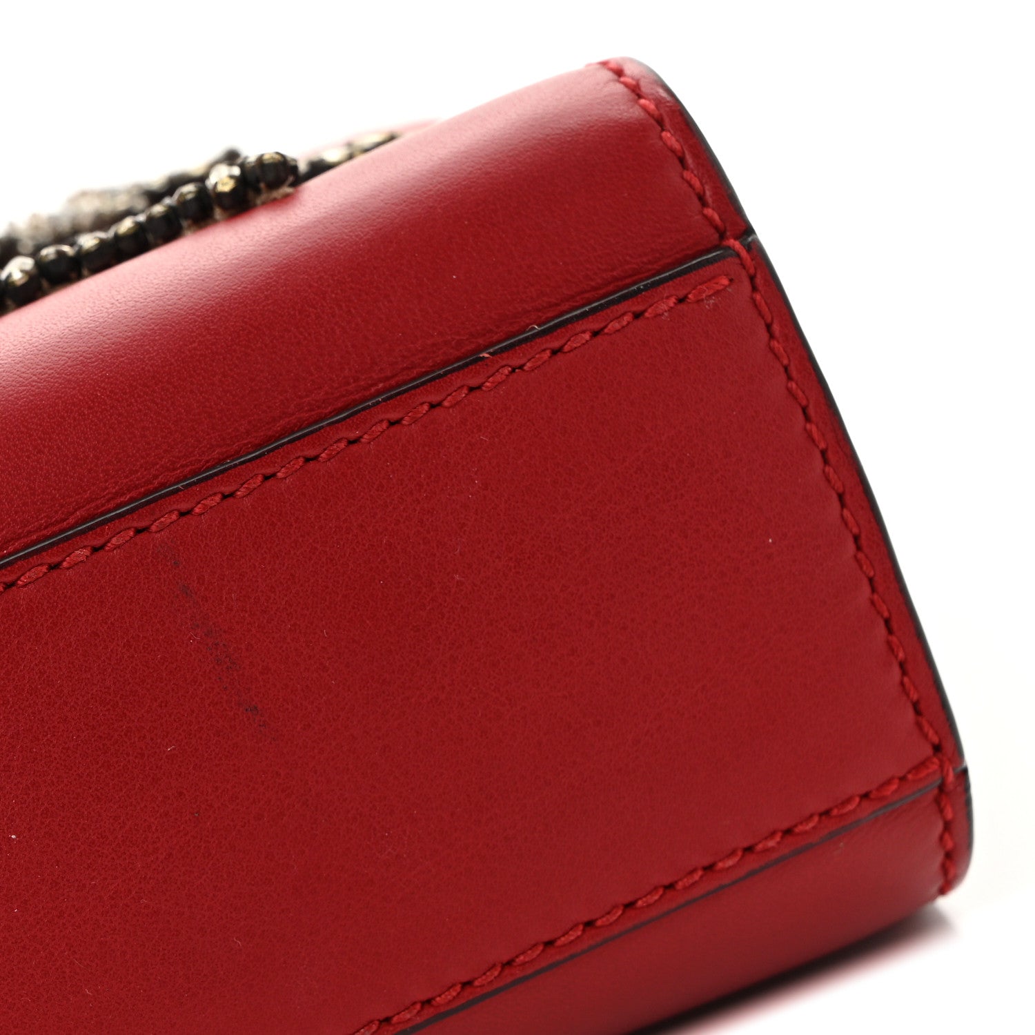 Gucci Calfskin Crystal Star Embroidered Small Padlock Shoulder Bag Hibiscus Red 11 of 15