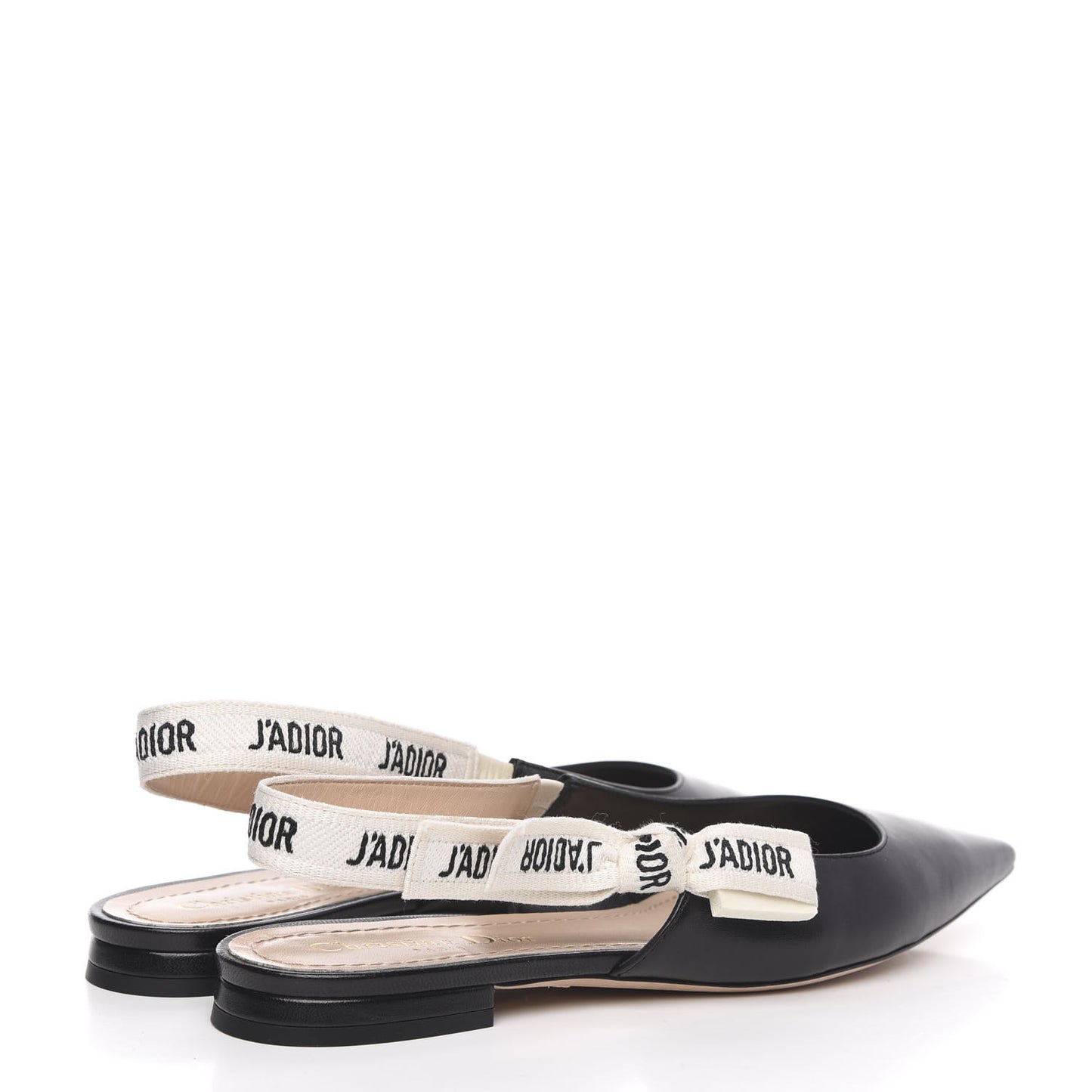 Lambskin Ribbon J'Adior Slingback Ballet Flats 38 Black