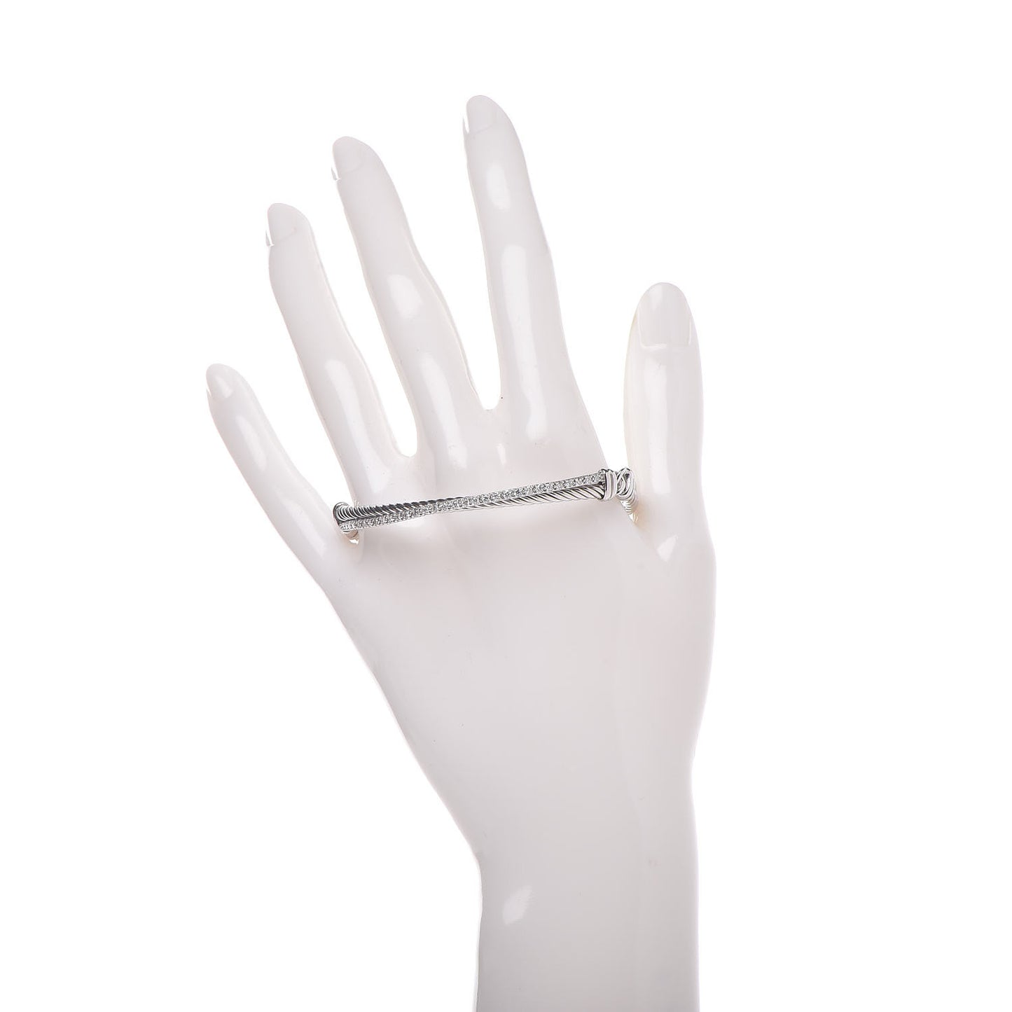 Sterling Silver Diamond 3mm Crossover Bracelet