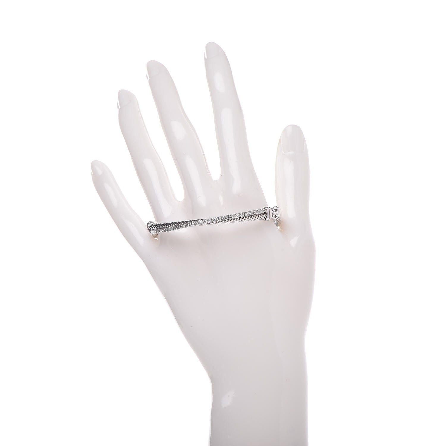 David Yurman Sterling Silver Diamond 3mm Crossover Bracelet 2 of 5