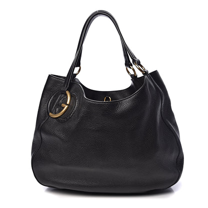 Gucci Pebbled Calfskin Medium Twill Shoulder Bag Black 1 of 10