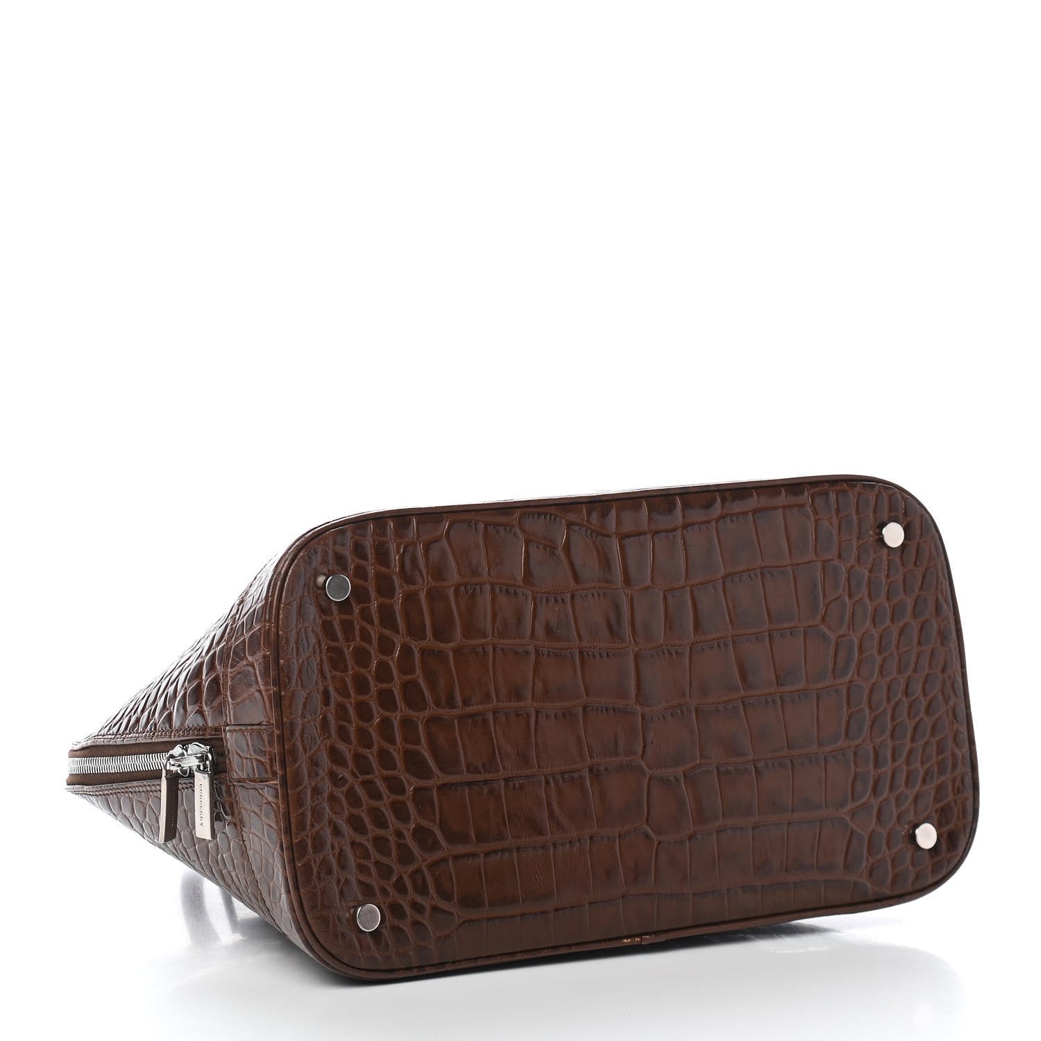 Burberry Crocodile Embossed Calfskin Large Bowler Bag Brown 4 of 8