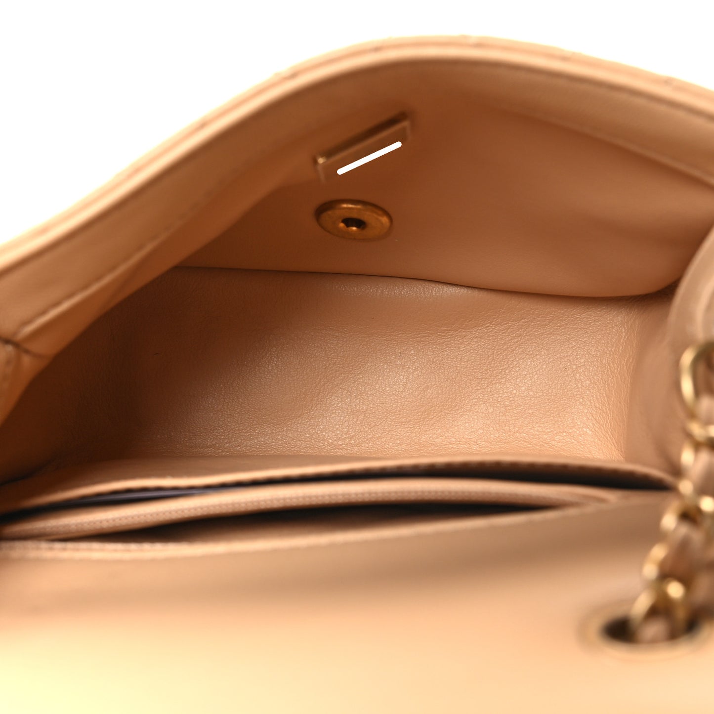 Lambskin Quilted Mini Pearl Crush Flap Beige
