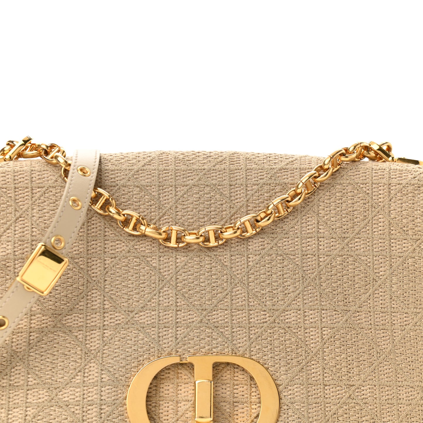 Canvas Embroidered Cannage Large Caro Bag Beige
