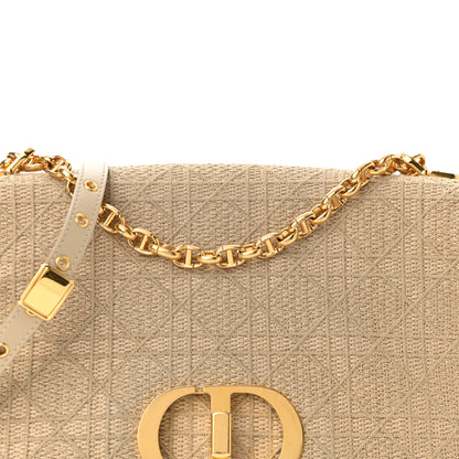 Christian Dior Canvas Embroidered Cannage Large Caro Bag Beige 7 of 9