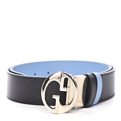 Gucci Dollar Calfskin 1973 Reversible Belt 85 34 Black Mineral Blue 1 of 6