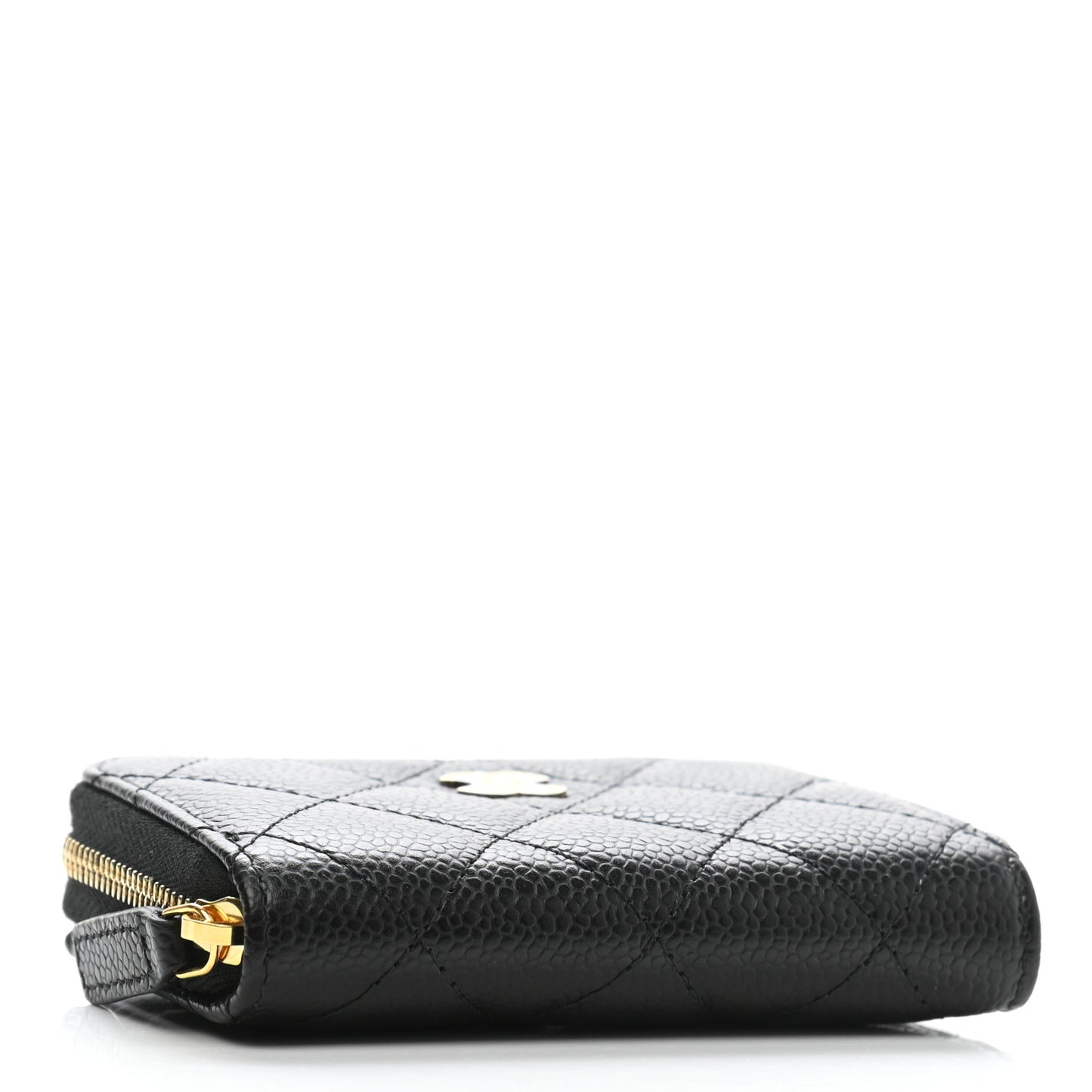 Caviar Quilted Zip Coin Purse Wallet Black
