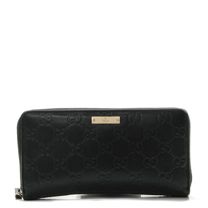 Gucci Guccissima Margaux Calfskin Metal Bar Zip Around Wallet Black 1 of 6