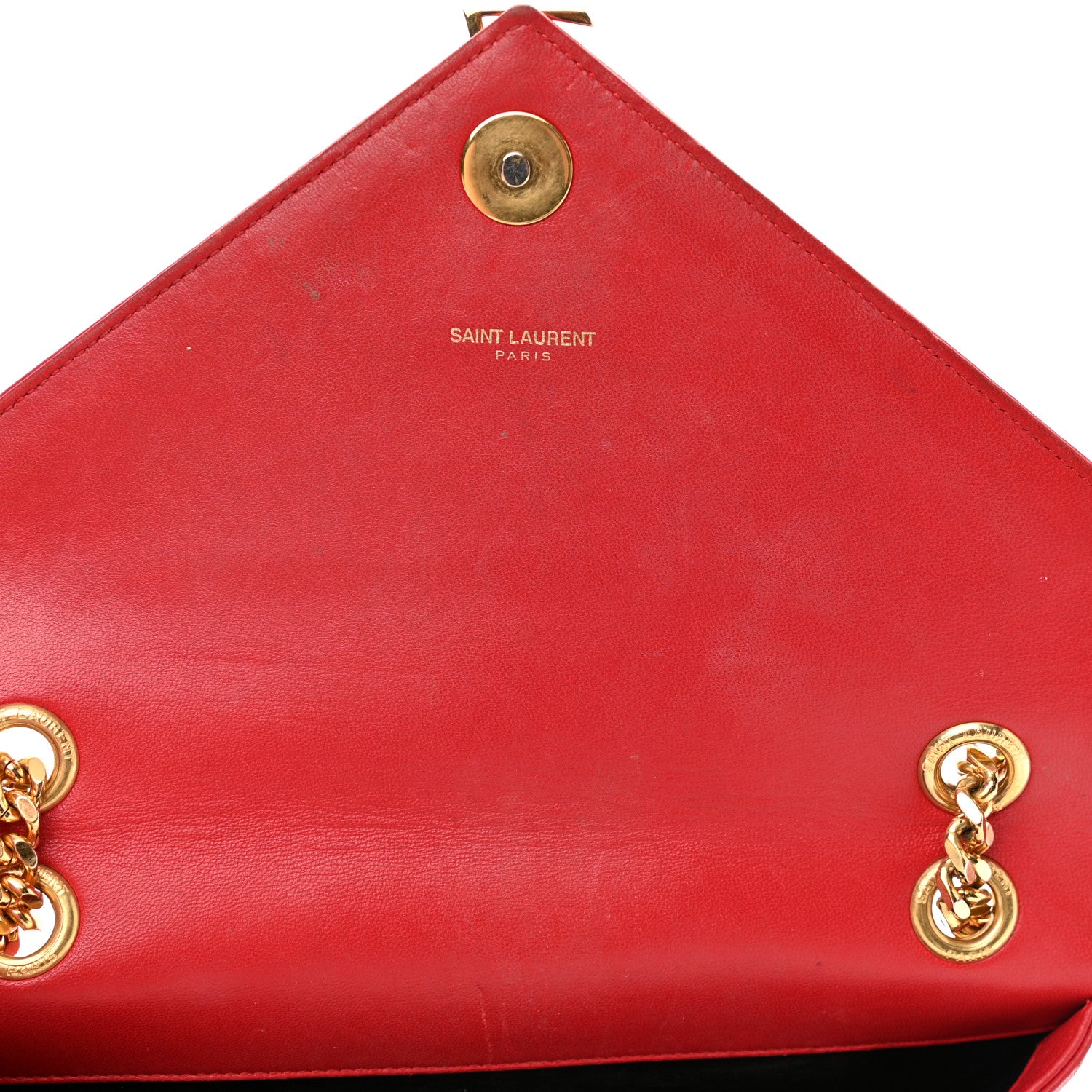 Saint Laurent Lambskin Matelasse Chevron Medium Monogram Satchel Red 11 of 21