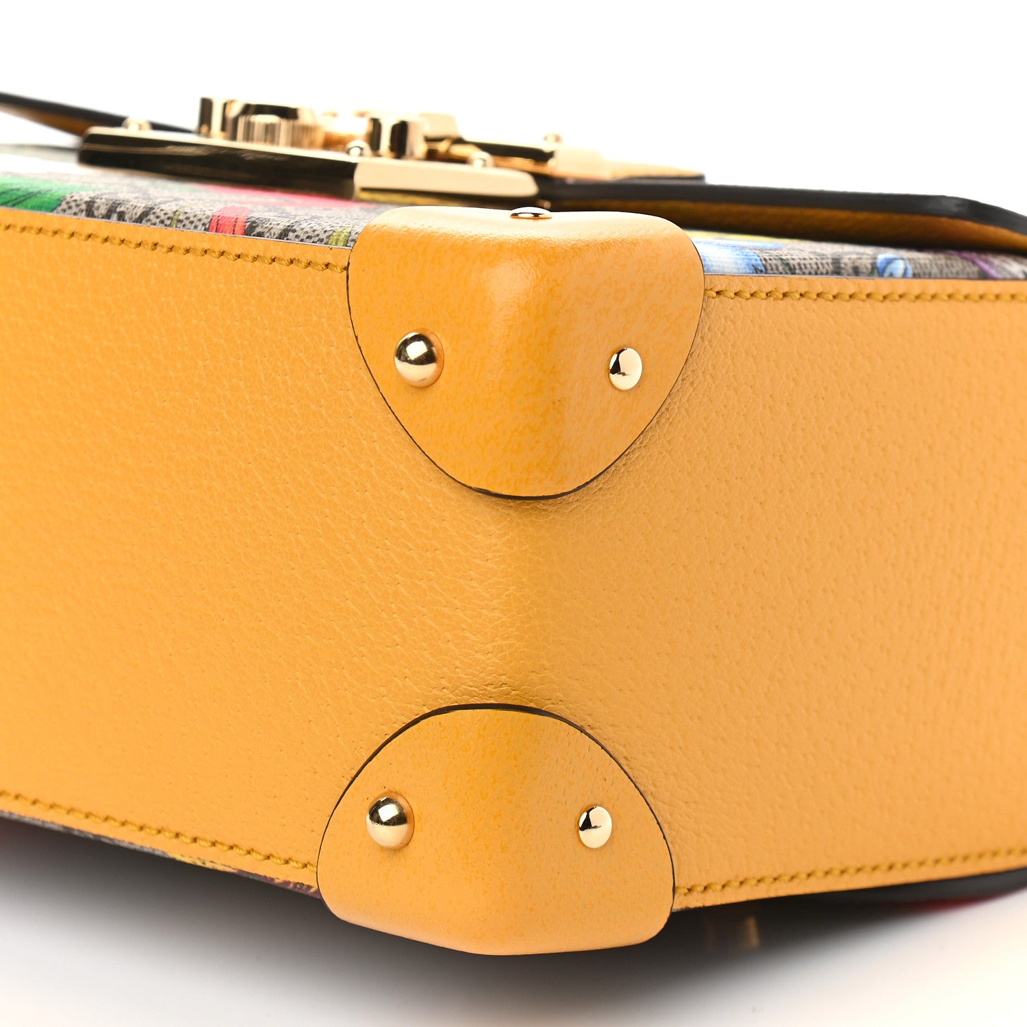 Gucci GG Supreme Monogram Flora Small Padlock Bamboo Shoulder Bag Beige Multicolor Crop 9 of 9