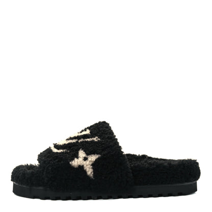 Louis Vuitton Shearling Monogram Giant Paseo Flat Comfort Mule 38 Black 1 of 10