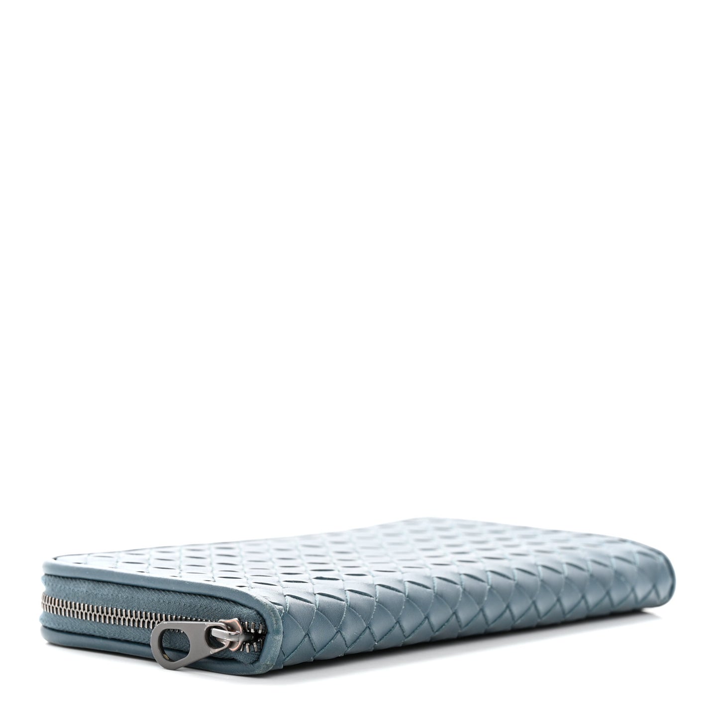 Nappa Intrecciato Zip Around Wallet Blue