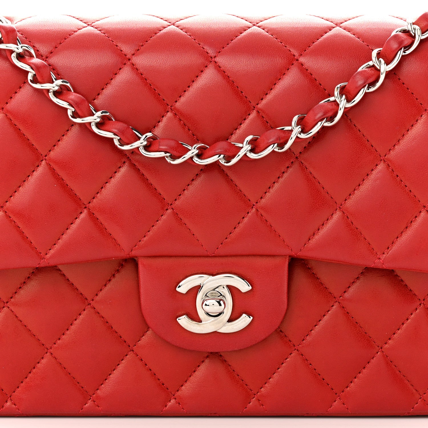 Chanel Lambskin Quilted Medium Double Flap Red 8 of 12