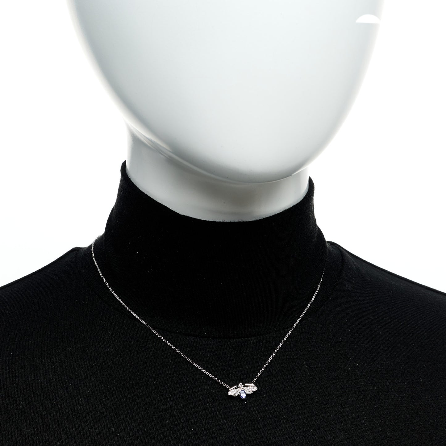 Platinum Diamond Tanzanite Paper Flowers Firefly Necklace