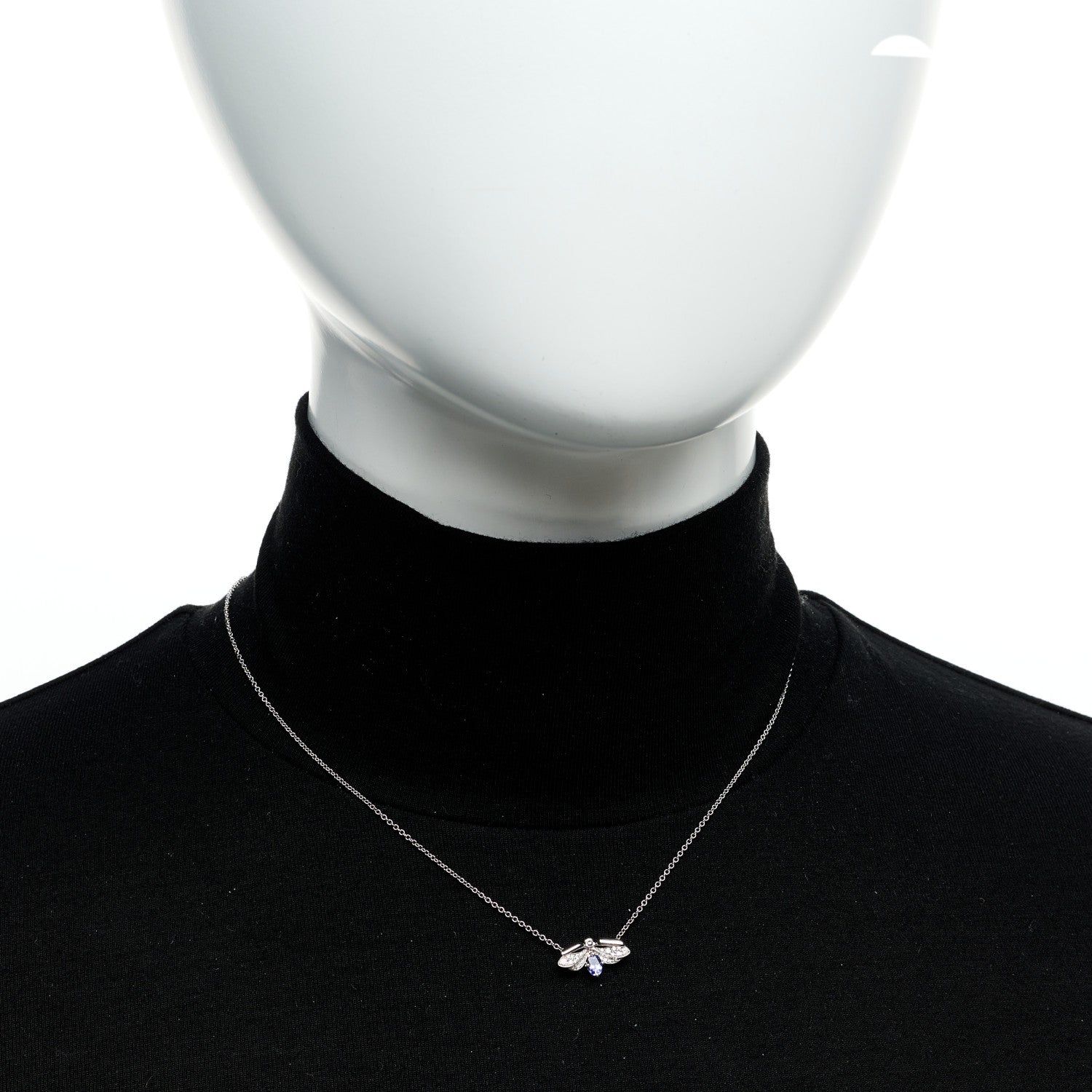 Tiffany Platinum Diamond Tanzanite Paper Flowers Firefly Necklace 2 of 5