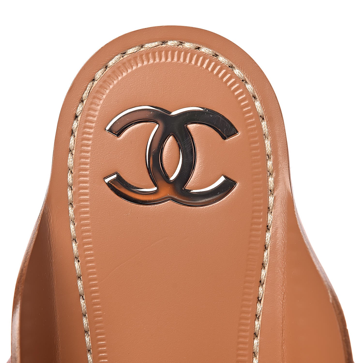 Chanel Calfskin Chain CC Thong Flat Sandals 41 Beige 7 of 9