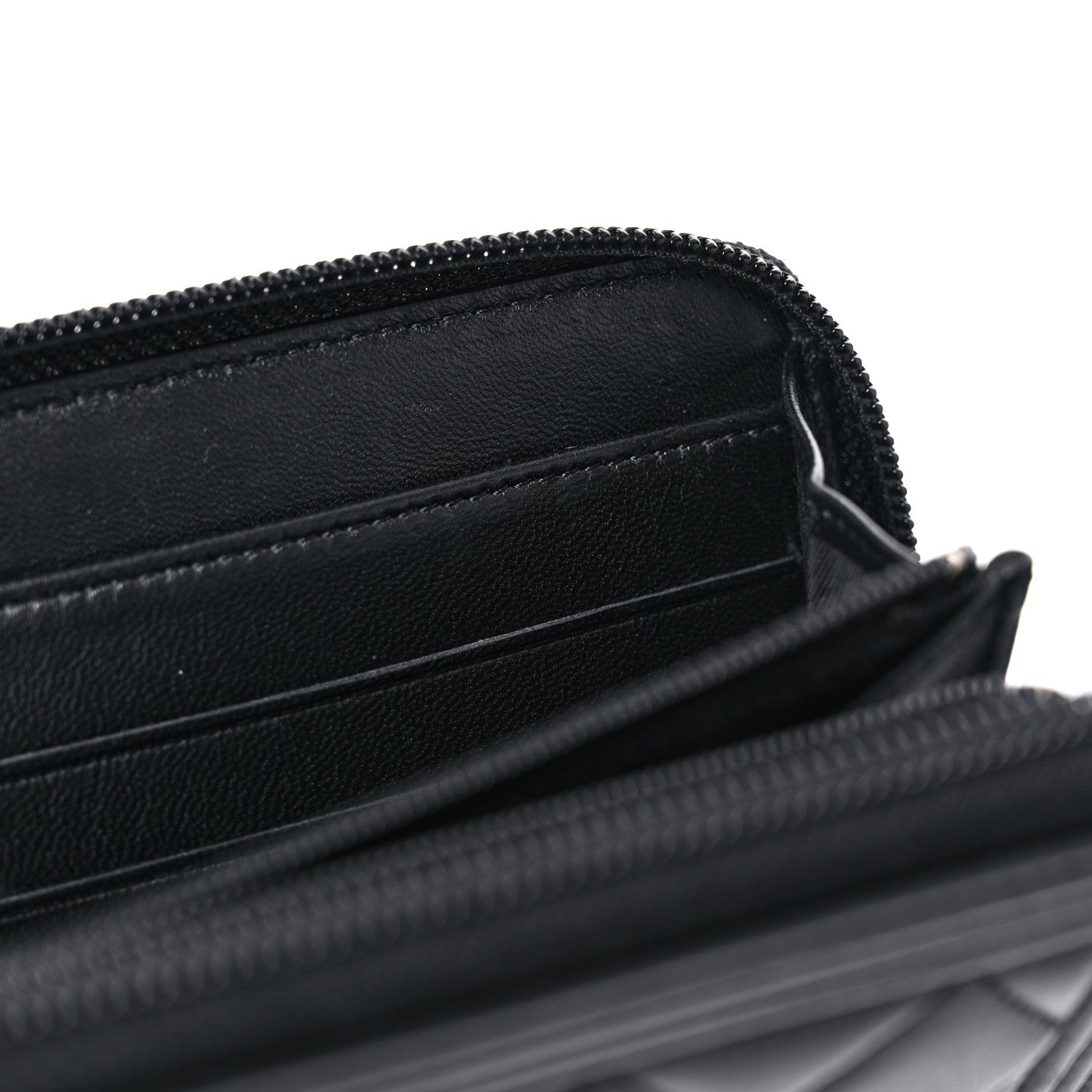 Chanel Lambskin Quilted Boy Zip Around Wallet Black 12 of 16