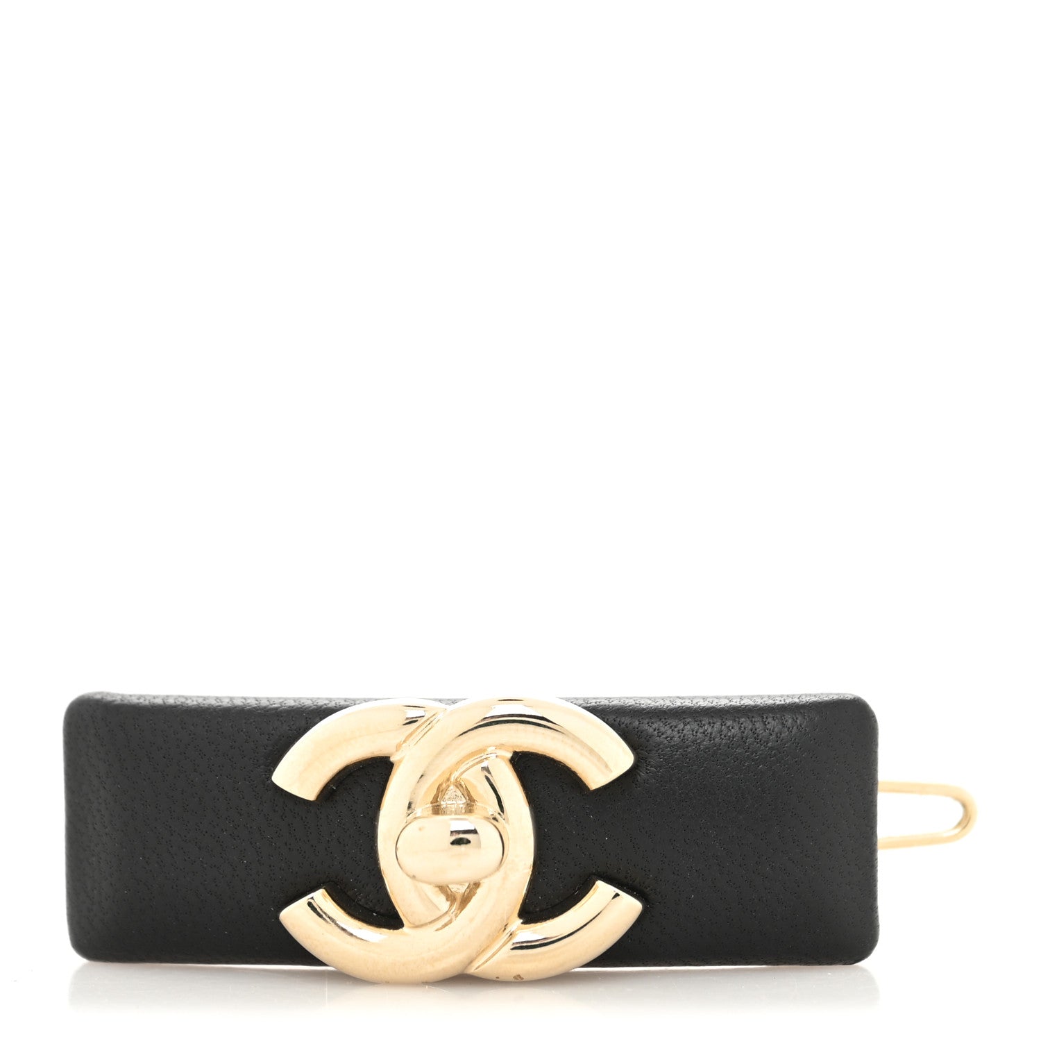 Chanel Lambskin Turnlock CC Hair Clip Barrette Black 1 of 3