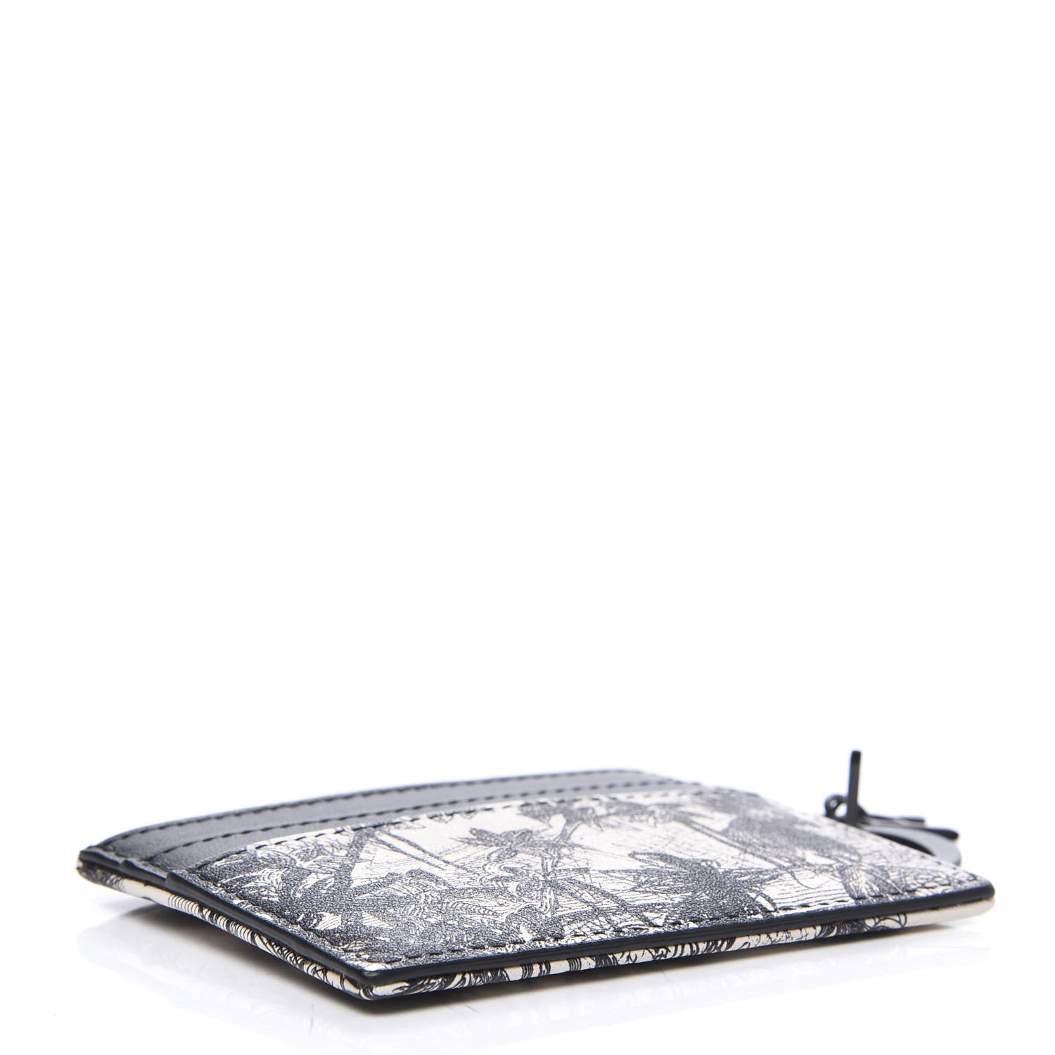 Christian Dior Calfskin Toile de Jouy Carnivora Card Holder Black White 3 of 6