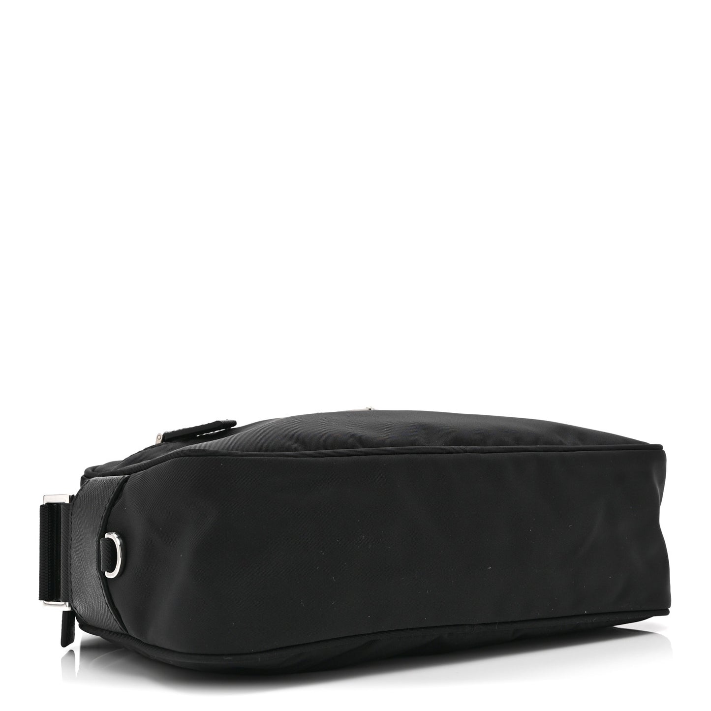 Re-Nylon Vela Saffiano Pocket Double Zip Shoulder Bag Black