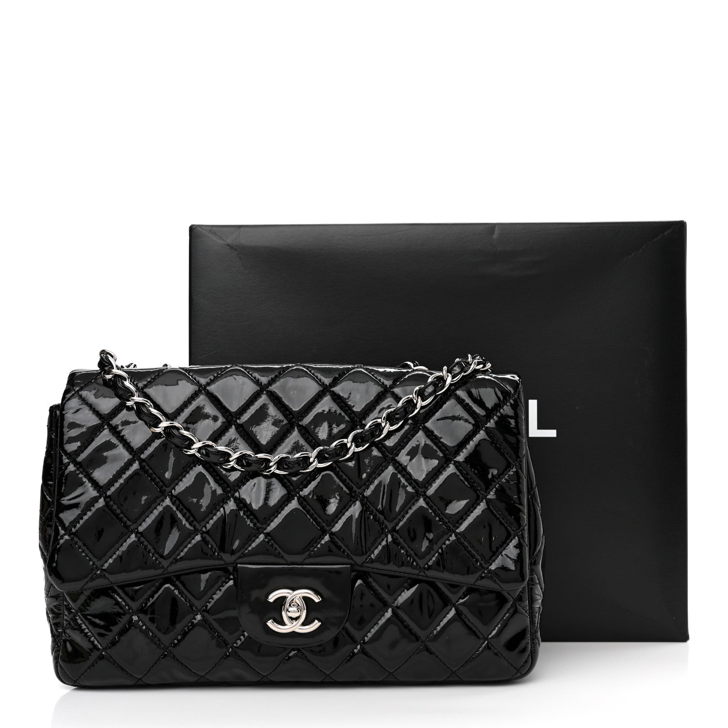 Chanel Patent Quilted Jumbo Single Flap Black 10 of 10