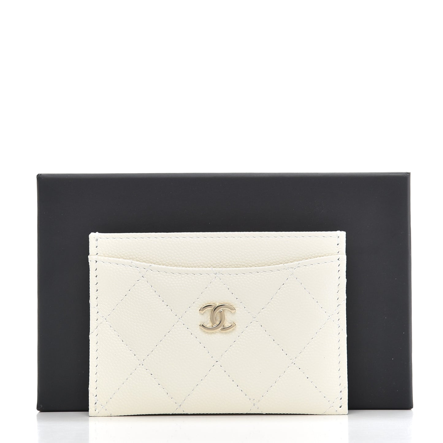Caviar Quilted Card Holder White