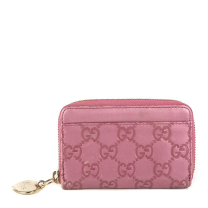 Gucci Guccissima Heart Detail Zip Around Card Case Pink 1 of 11