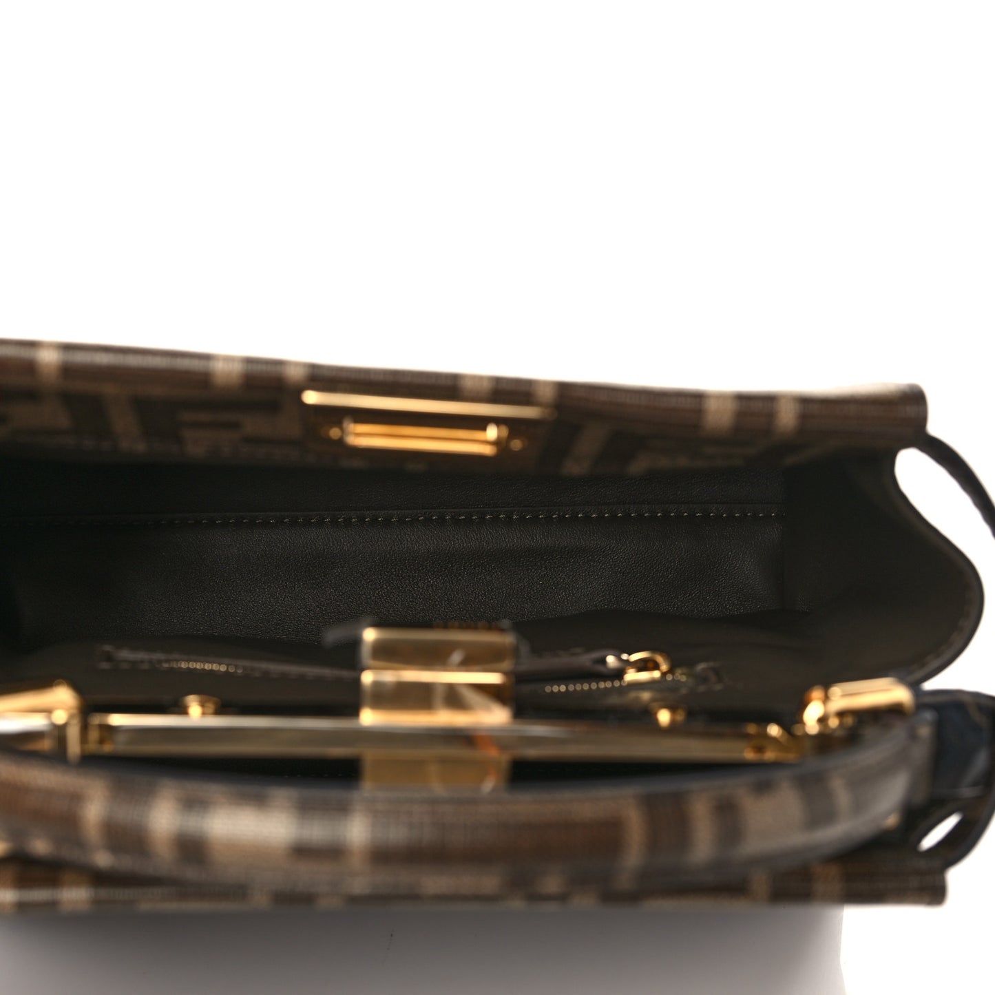 Glazed Fabric Vitello FF 1974 Hairdo Girls Inlay Mini Peekaboo Iconic Satchel Mogano Panna Multicolor