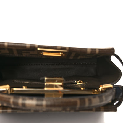 Fendi Glazed Fabric Vitello FF 1974 Hairdo Girls Inlay Mini Peekaboo Iconic Satchel Mogano Panna Multicolor 5 of 6