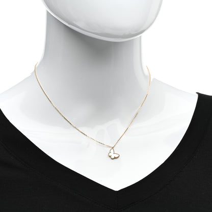 Van Cleef & Arpels 18K Yellow Gold Mother of Pearl Sweet Alhambra Butterfly Pendant Necklace 2 of 6