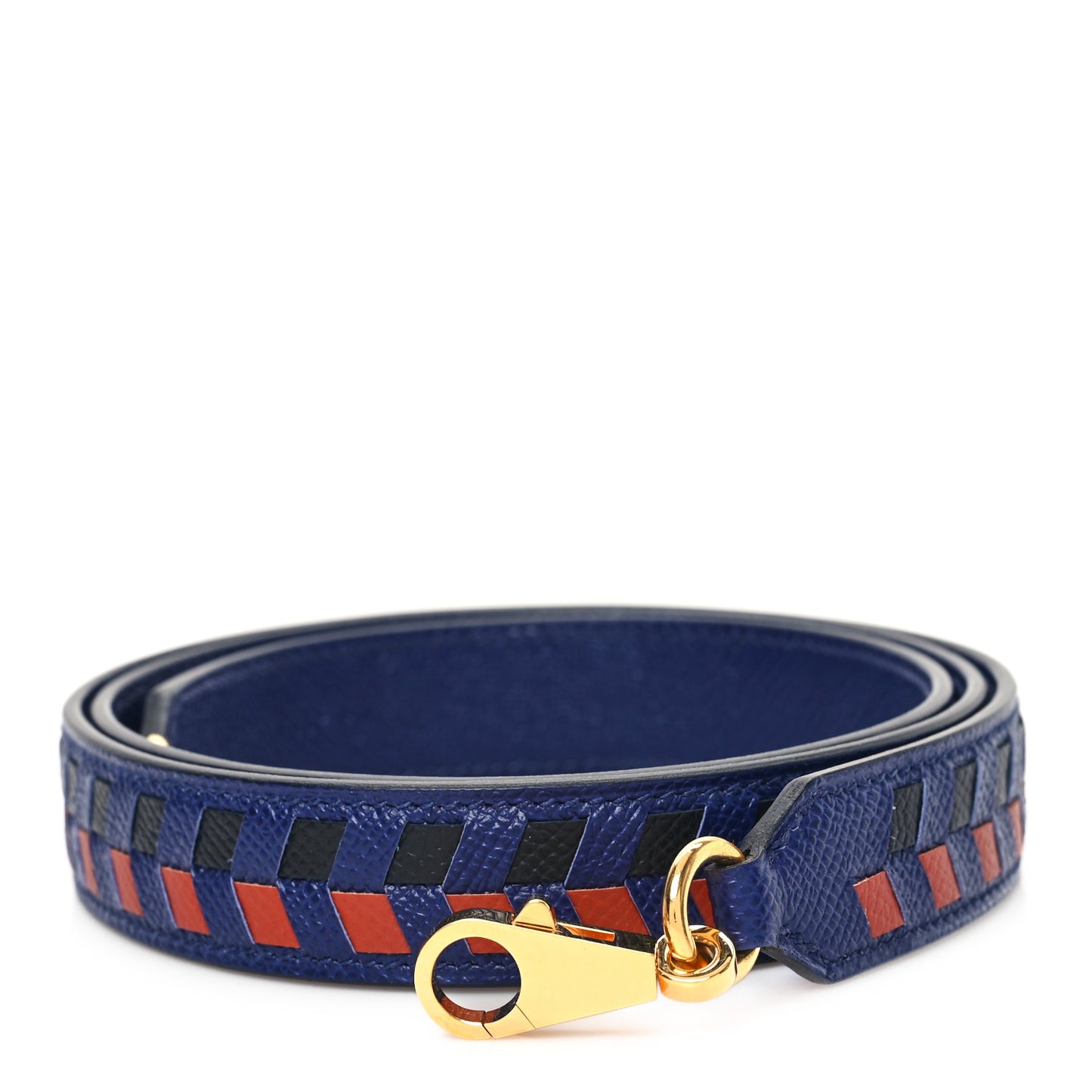 Epsom 25mm Tressage Shoulder Strap Bleu Indigo Noir Terre Battue