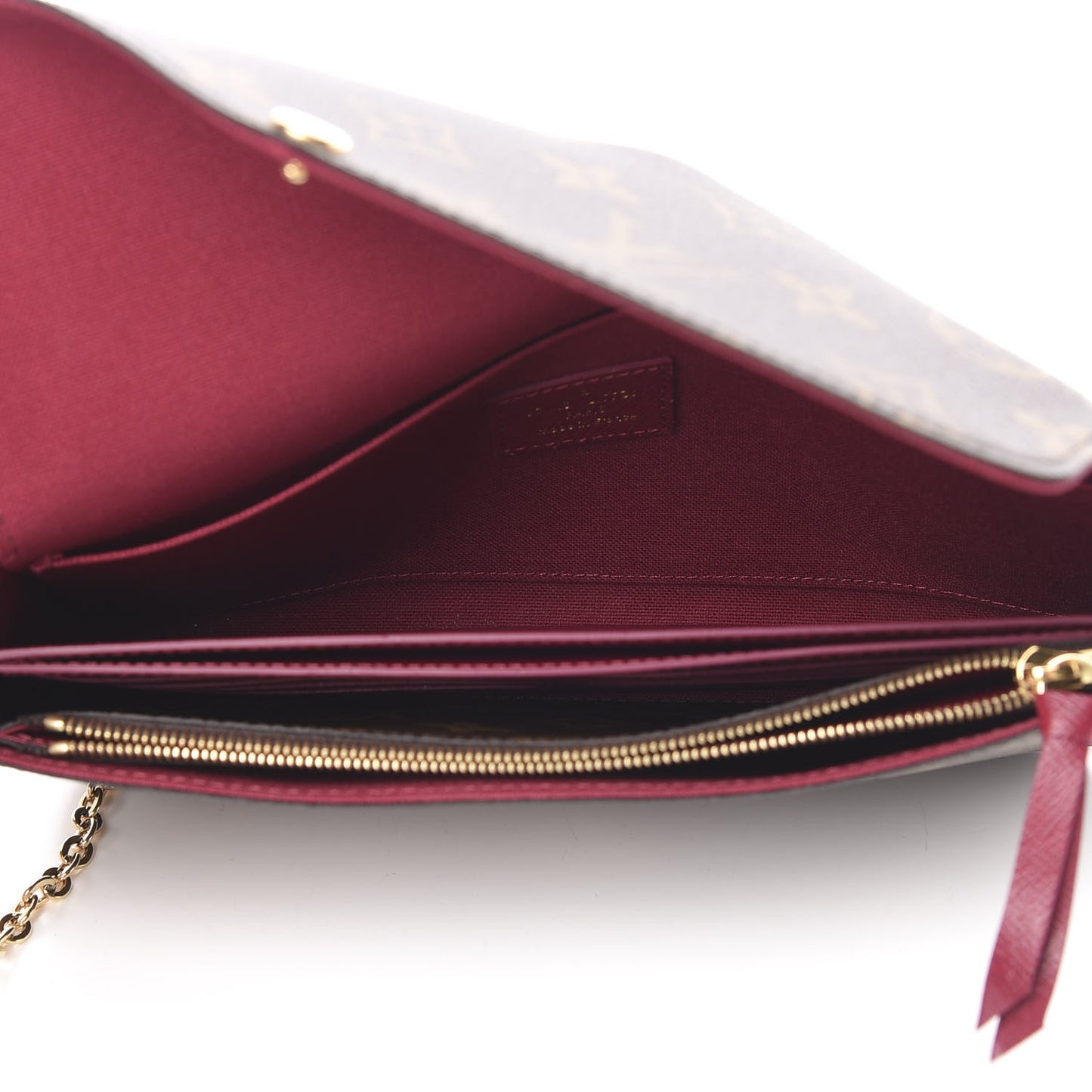 Monogram Pochette Felicie Chain Wallet Fuchsia