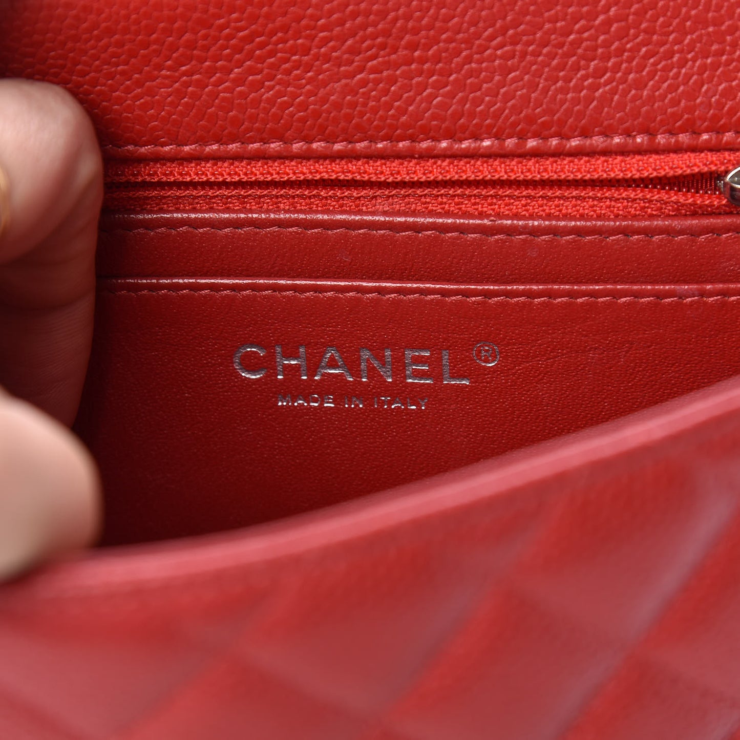 Caviar Quilted Mini Square Flap Red