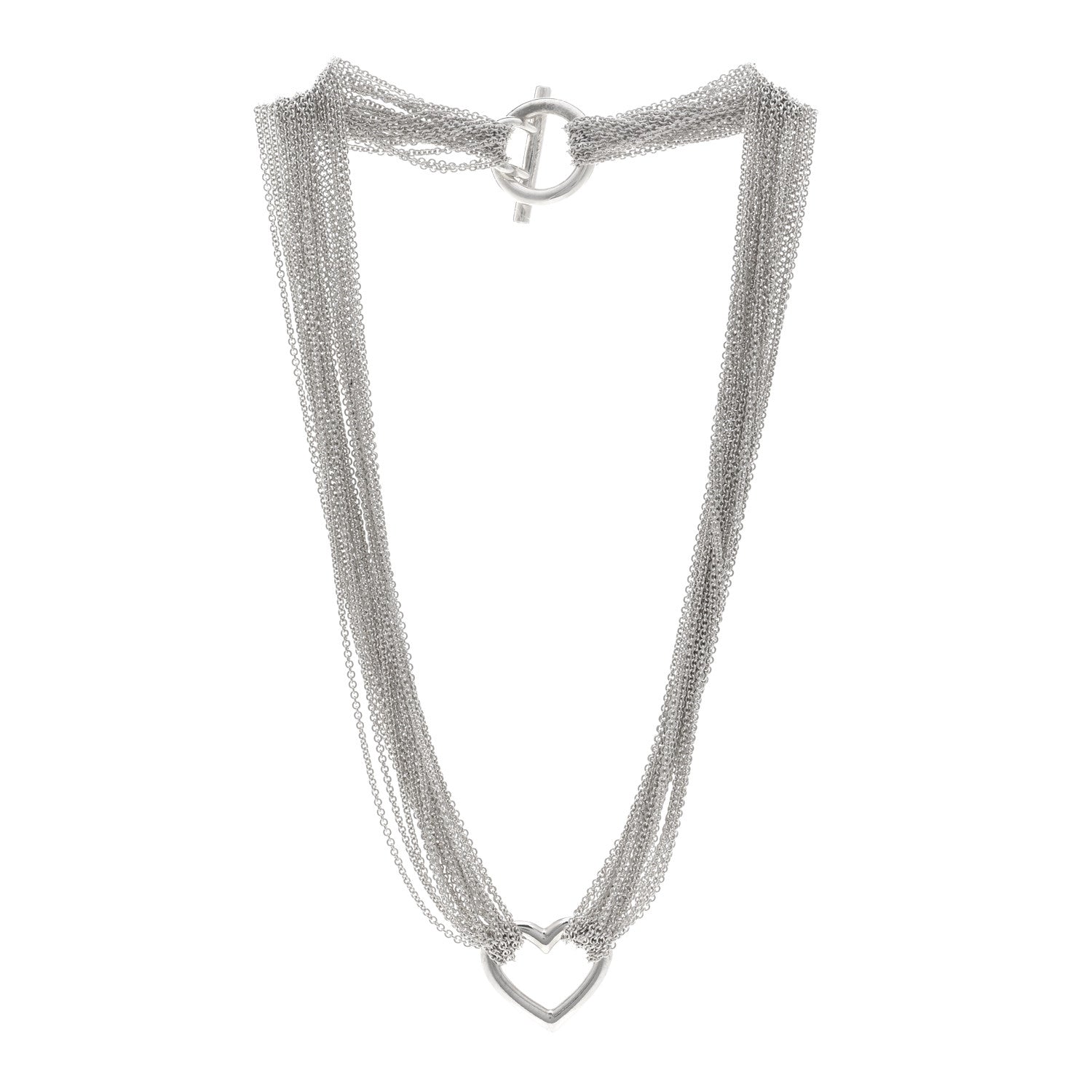 Tiffany Sterling Silver Heart Multi Chain Toggle Necklace 3 of 4