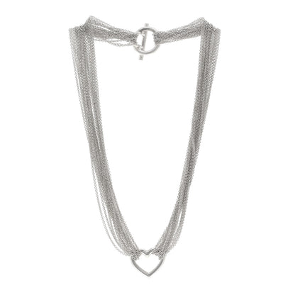 Tiffany Sterling Silver Heart Multi Chain Toggle Necklace 3 of 4