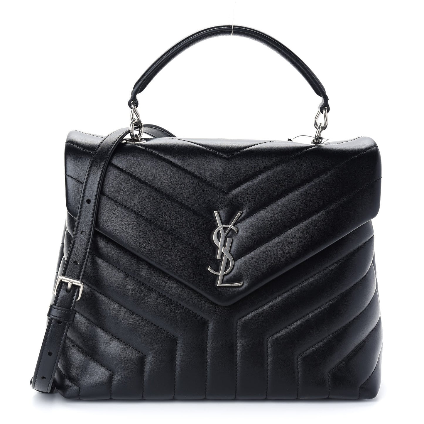 Calfskin Y Quilted Monogram Medium Loulou Satchel Black