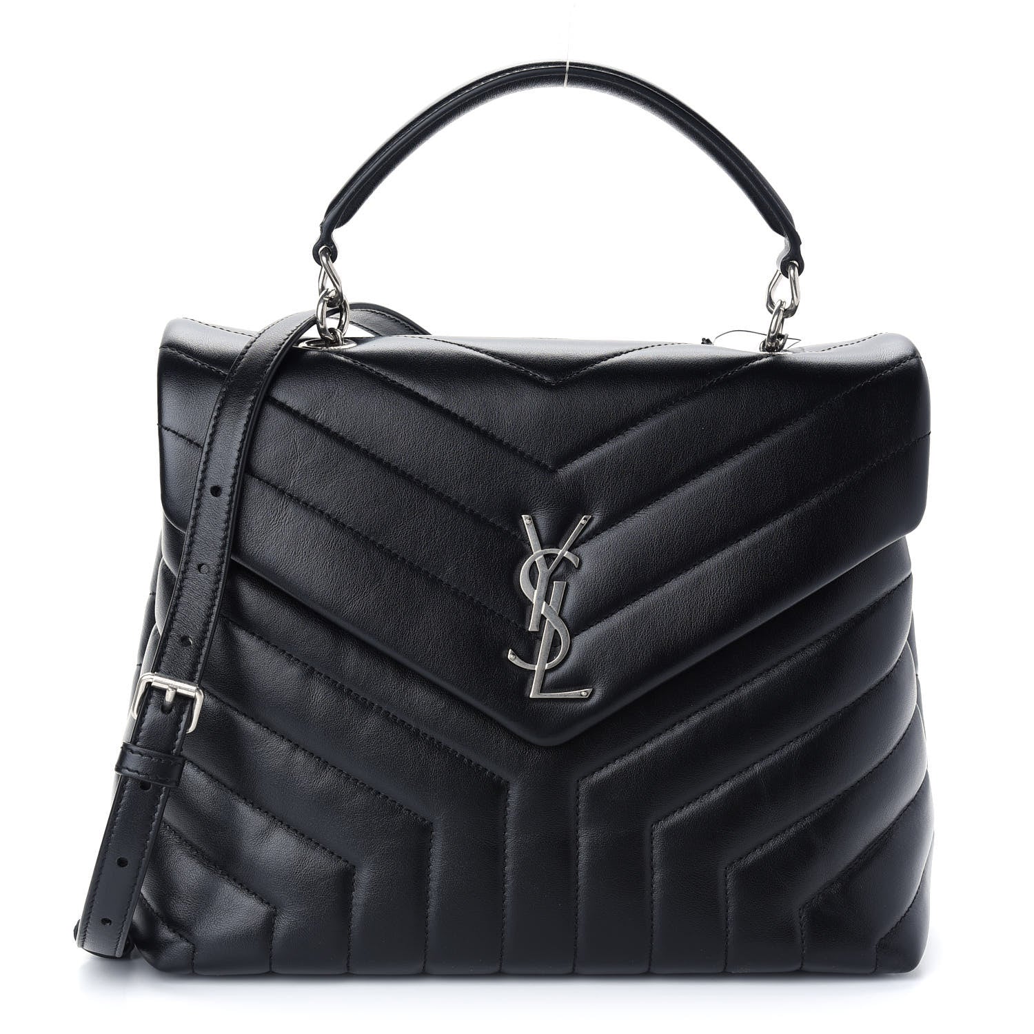 Saint Laurent Calfskin Y Quilted Monogram Medium Loulou Satchel Black 1 of 8