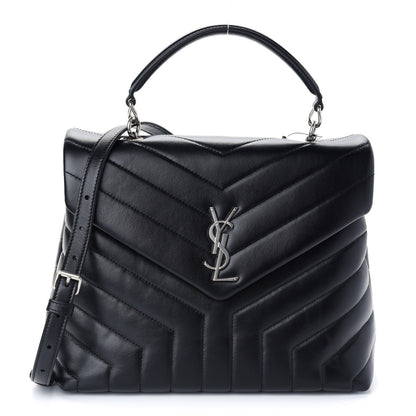 Saint Laurent Calfskin Y Quilted Monogram Medium Loulou Satchel Black 1 of 8