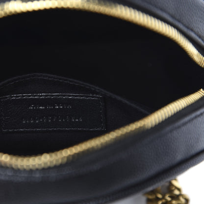 Saint Laurent Grain De Poudre Matelasse Chevron Quilted Round Vinyle Camera Bag Black 7 of 10