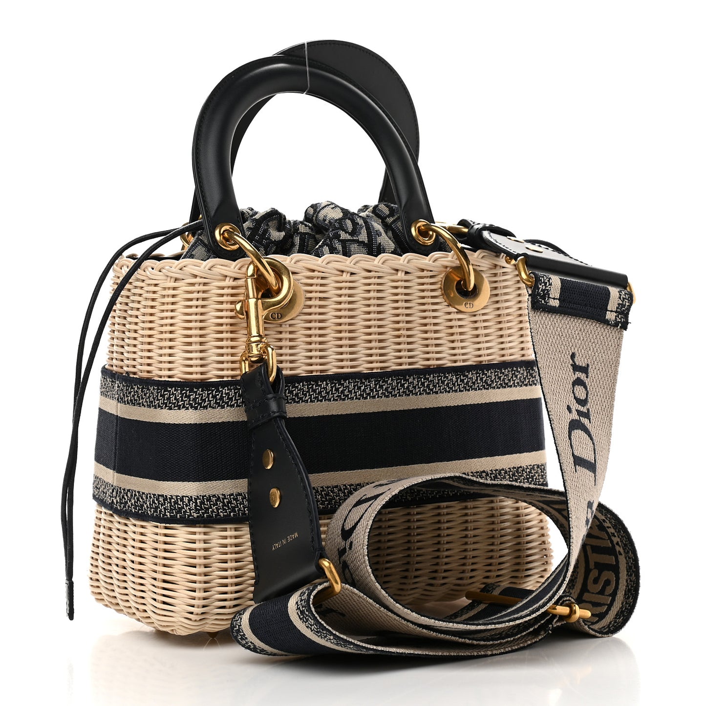 Wicker Oblique Medium Lady Dior Bag Blue