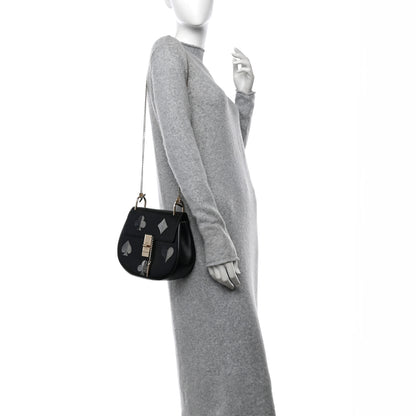 Chloe Calfskin Embroidered Drew Shoulder Bag Black 2 of 10