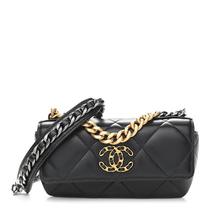 Chanel Goatskin Quilted Chanel 19 Glasses Case With Chain Black 1 of 11