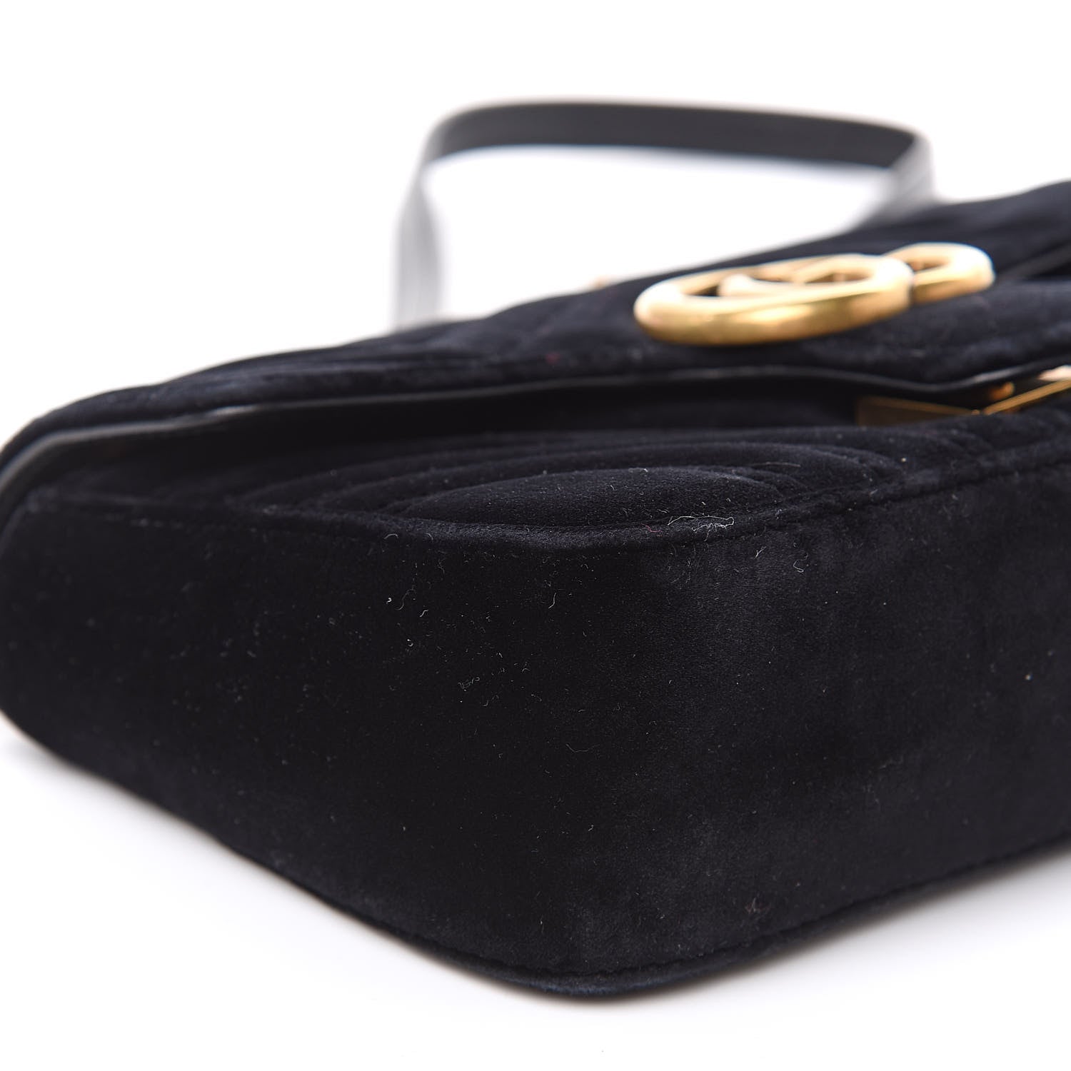Gucci Velvet Matelasse Mini GG Marmont Shoulder Bag Black 8 of 12