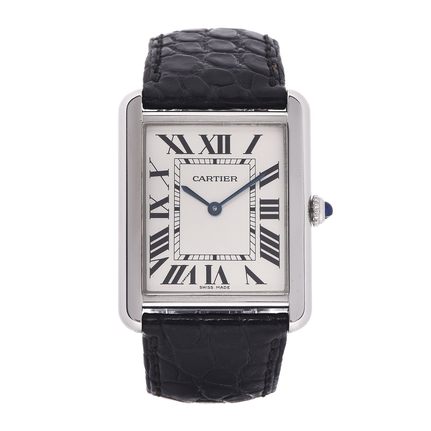 Cartier Stainless Steel Alligator 27mm Tank Solo Quartz Watch 1 of 7