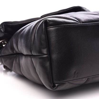 Saint Laurent Lambskin Quilted Medium Loulou Puffer Monogram Chain Satchel Black 8 of 11