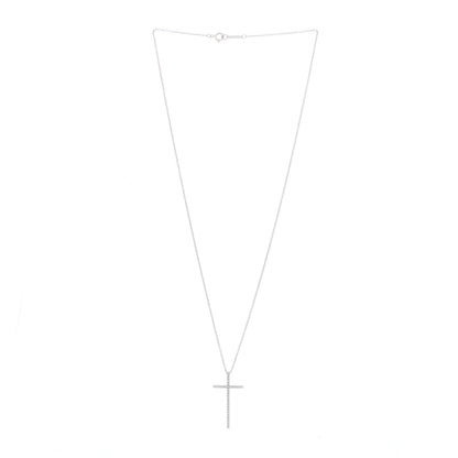 Tiffany 18K White Gold Diamond Metro Cross Pendant Necklace 2 of 6