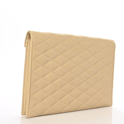 Saint Laurent Lambskin Quilted Sade Envelope Clutch Blanc Vintage 3 of 7